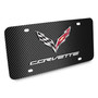 Chevrolet Corvette C7 3D Logo on Black Carbon Fiber Pattern Stainless Steel License Plate