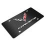 Chevrolet Corvette C7 3D Logo on Black Carbon Fiber Pattern Stainless Steel License Plate