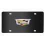 Cadillac Crest 3D Logo on Black Carbon Fiber Pattern Stainless Steel License Plate