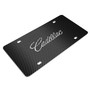 Cadillac Script 3D Logo on Black Carbon Fiber Pattern Stainless Steel License Plate