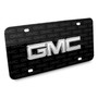 GMC Chrome Metal 3D Logo on Logo Pattern Black Aluminum License Plate