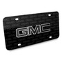 GMC Black Inlay 3D Logo on Logo Pattern Black Aluminum License Plate