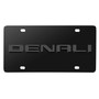 GMC Denali 3D Gunmetal Gray Name Logo on Black Stainless Steel License Plate