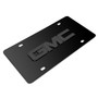 GMC 3D Gunmetal Gray Logo on Black Stainless Steel License Plate