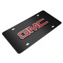 GMC Red 3D Logo Inlay on Black Carbon Fiber Pattern Stainless Steel License Plate