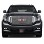 GMC Red 3D Logo Inlay on Black Carbon Fiber Pattern Stainless Steel License Plate