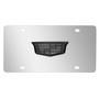 Cadillac 3D Crest Logo in Gunmetal Dark Gray on Chrome Stainless Steel License Plate