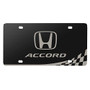 Honda Accord Matt-Look Laser Mark Racing Checker Flag Black Acrylic License Plate