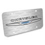 Chrysler 3D Dual Logo on Logo Pattern Brushed Aluminum License Plate