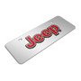 Jeep in Red 3D Logo 12" x 4.25" European Look Chrome Half-Size Stainless Steel License Plate