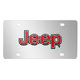 Jeep Red 3D Logo Mirror Chrome Stainless Steel License Plate