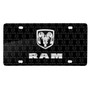 RAM 3D Dual Logo on Logo Pattern Black Aluminum License Plate