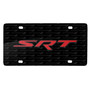 Dodge Jeep SRT in Red 3D Logo on Logo Pattern Black Aluminum License Plate