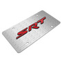 Dodge Jeep SRT in Red 3D Logo on Logo Pattern Brushed Aluminum License Plate