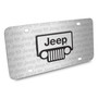 Jeep Grill 3D Logo on Logo Pattern Brushed Aluminum License Plate