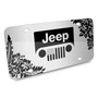 Jeep Grill Logo on Hawaii Flower Graphic Brush Silver Aluminum License Plate