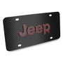 Jeep 3D Logo Red Edge on Black Carbon Fiber Patten Stainless Steel License Plate