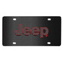 Jeep 3D Logo Red Edge on Black Carbon Fiber Patten Stainless Steel License Plate