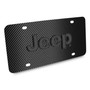 Jeep 3D Dark Gray Logo on Black Carbon Fiber Pattern Stainless Steel License Plate