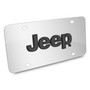 Jeep 3D Dark Gray Logo on Mirror Chrome Stainless Steel License Plate