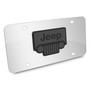 Jeep Grill 3D Dark Gray Logo on Mirror Chrome Stainless Steel License Plate