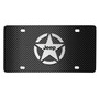 Jeep Willys Star Logo in 3D on Black Carbon Fiber Patten Stainless Steel License Plate