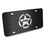 Jeep Willys Star Logo in 3D on Black Carbon Fiber Patten Stainless Steel License Plate