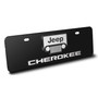 Jeep Cherokee 3D Logo 12" x 4.25" European Look Black Half-Size Stainless Steel License Plate