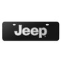 Jeep 3D Logo 12" x 4.25" European Look Black Half-Size Stainless Steel License Plate