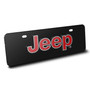 Jeep in Red 3D Logo 12" x 4.25" European Look Black Half-Size Stainless Steel License Plate