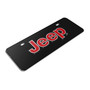 Jeep in Red 3D Logo 12" x 4.25" European Look Black Half-Size Stainless Steel License Plate