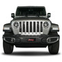 Jeep in Red 3D Logo 12" x 4.25" European Look Black Half-Size Stainless Steel License Plate