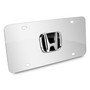 Honda 3D Black Logo on Chrome Stainless Steel License Plate