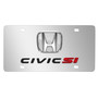 Honda Civic Si 3D Chrome Logo Dual Chrome Stainless Steel License Plate
