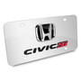 Honda Civic Si 3D Black Logo Dual Chrome Stainless Steel License Plate