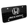Honda Accord 3D Dual Logo on Logo Pattern Black Aluminum License Plate