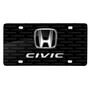 Honda Civic 3D Dual Logo on Logo Pattern Black Aluminum License Plate