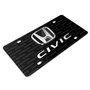 Honda Civic 3D Dual Logo on Logo Pattern Black Aluminum License Plate
