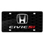 Honda Civic Si 3D Dual Logo on Logo Pattern Black Aluminum License Plate