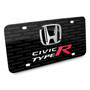 Honda Civic Type-R 3D Dual Logo on Logo Pattern Black Aluminum License Plate