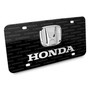 Honda 3D Chrome Metal Logo on Logo Pattern Black Aluminum License Plate