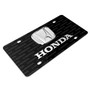 Honda 3D Chrome Metal Logo on Logo Pattern Black Aluminum License Plate
