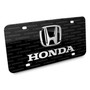 Honda 3D Black Metal Logo on Logo Pattern Black Aluminum License Plate