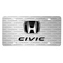 Honda Civic 3D Dual Logo on Logo Pattern Brushed Aluminum License Plate