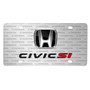 Honda Civic Si 3D Dual Logo on Logo Pattern Brushed Aluminum License Plate