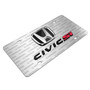 Honda Civic Si 3D Dual Logo on Logo Pattern Brushed Aluminum License Plate
