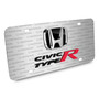 Honda Civic Type-R 3D Dual Logo on Logo Pattern Brushed Aluminum License Plate