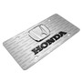 Honda 3D Chrome Metal Logo on Logo Pattern Brushed Aluminum License Plate