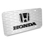 Honda 3D Black Metal Logo on Logo Pattern Brushed Aluminum License Plate