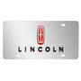 Lincoln in Red 3D Dual Logo Mirror Chrome Stainless Steel License Plate